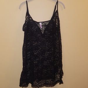 Treasures Black Sheer Lace Babydoll sz 22/24